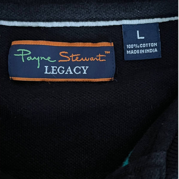 Payne Stewart Legacy Black & Multicolor Stripes Long Sleeve Polo Golf Shirt L - Picture 5 of 5